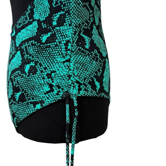No Boundaries Green Snake Print Halter Swimsuit - Picture 3 of 7
